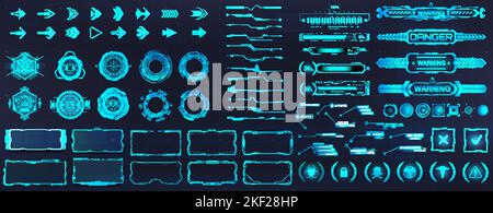 Futuristic user interface graphic box for UI, UX, KIT, GUI. HUD set Stock Vector
