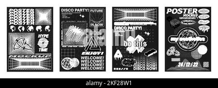 Retro futuristic posters set in concept cyberpunk Stock Vector