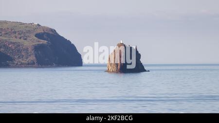 Stromboli Island with an Active Volcano in Tyrrhenian Sea. Italy. Nature Background Stock Photo