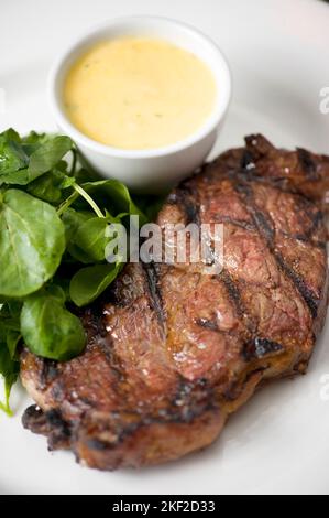 steak with greens Stock Photo