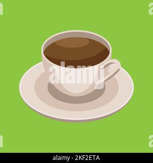 Coffee Cup Icon. Cafe Concept, Cartoon of Sickle Vector Icon for Web Design Isolated on Green Background - Vector. Vector illustration Stock Vector