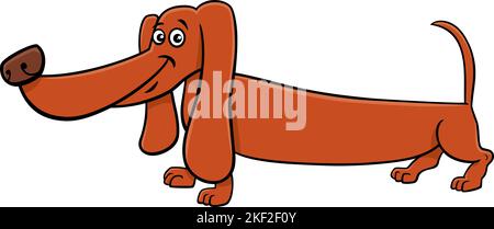 Funny Cartoon Purebred Dachshund Dog Coloring Page Stock Vector Image ...