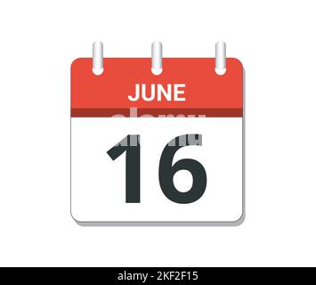 June 16th calendar icon vector. Concept of schedule, business and tasks Stock Vector