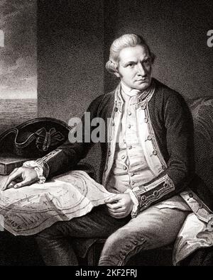 1770s CAPTAIN JAMES COOK ENGLISH EXPLORER CARTOGRAPHER CAPTAIN AND NAVIGATOR IN THE BRITISH ROYAL NAVY KILLED IN 1779 IN HAWAII - q58025 CPC001 HARS OLD FASHIONED Stock Photo