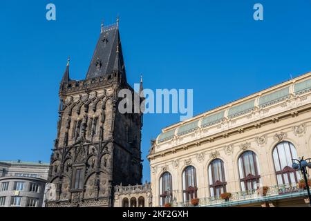Prague, Czech Republic - 4 September 2022: The Powder Tower in the Old Town of Prague Stock Photo