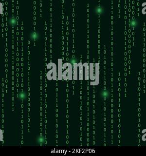 Green color code streams glowing on screen. Digital abstract illustration Vector background Stock Vector