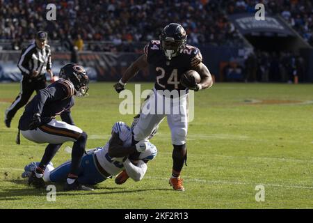 Detroit Lions safety C.J. Moore prays in the end zone before an