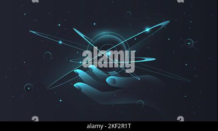 Holding floating atom Stock Vector