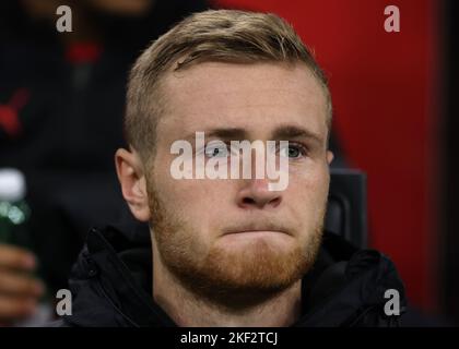 Milan, Italy, 13th November 2022. Tommaso Pobega of AC Milan looks on from the beach prior to kick off in the Serie A match at Giuseppe Meazza, Milan. Picture credit should read: Jonathan Moscrop / Sportimage Stock Photo