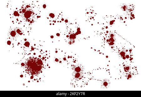 Red blood splatter stain on white background Stock Photo