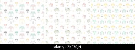 Set of Happy Kwanzaa Holiday African Seamless Pattern Design with Festival Style Element on Template Hand Drawn Cartoon Flat Illustration Stock Vector
