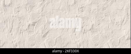Abstract wide-angle light ochre stucco background. Building walls close-up. Rough plaster surface Texture with copy space Stock Photo
