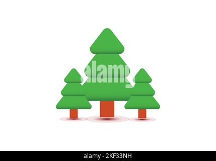 Collection of Christmas trees, modern flat design. Can be used for printed materials Stock Vector
