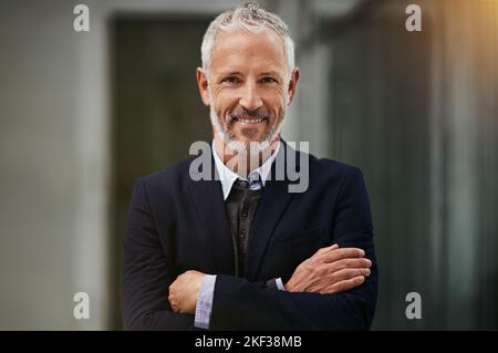 I turned my business dreams into reality. Portrait of a confident businessman in the office. Stock Photo