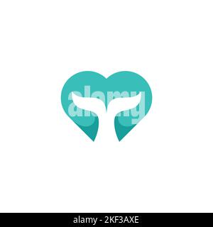 Love Whale Logo. Whale Icon. Fish Logo Vector Stock Vector
