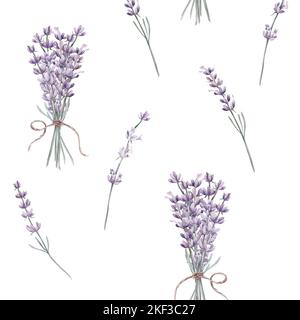 Lavander. Watercolor. Set. Illustration for clipart. Designed for menus, culinary blogs, packaging, textiles, web design, sites, stickers, invitations Stock Photo