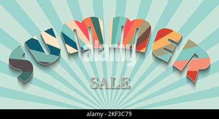 Retro style background with summer sale text effect vintage design Stock Vector