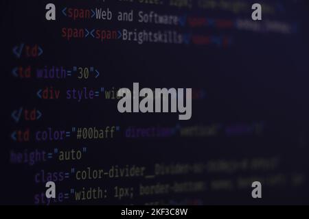 Code syntax on a computer screen Stock Photo
