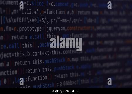 Software developer programming code. Abstract computer script code. Programming code screen of software developer Stock Photo