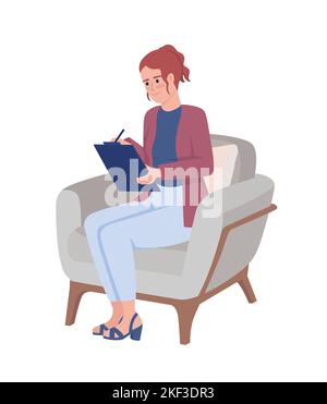 Psychologist with clipboard semi flat color vector character Stock Vector