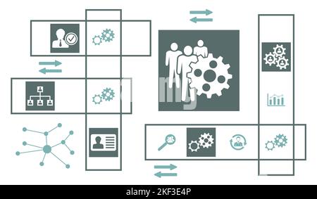 Concept of hrm with connected icons Stock Photo