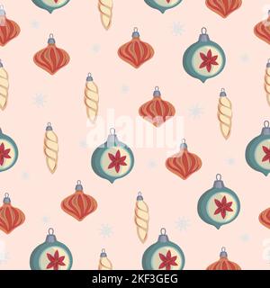 Seamless christmas pattern christmas new year tree decorations Stock Vector