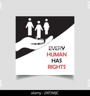 World human rights day with hand art Stock Vector