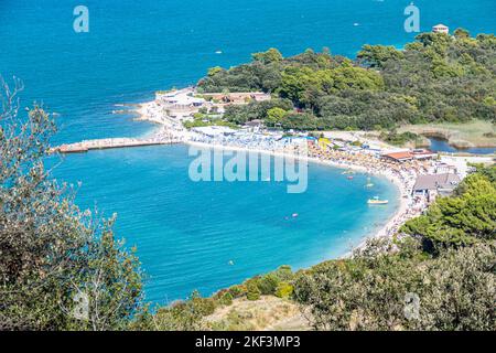 Aerial view of the beautiful beach of Portonovo Stock Photo