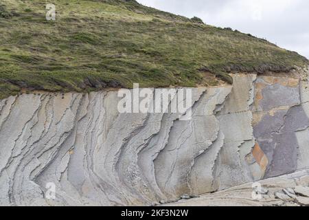 Flysh Cliffs on the Algorri Beach in Zumaia, Basque Country, Spain Stock Photo