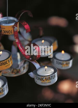 A drinks can chandelier Stock Photo