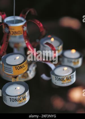 A drinks can chandelier Stock Photo