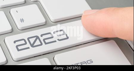 A keyboard with a labeled button - 2023 Stock Photo