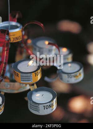 A drinks can chandelier Stock Photo