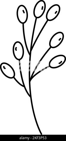 Hand drawn Branch with berries outline vector icon. Thin black line flat simple element illustration from editable nature concept isolated stroke on Stock Vector