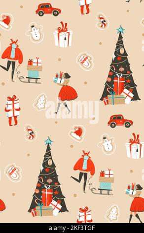 Couple With Christmas Tree In Landscape Stock Vector Image & Art - Alamy