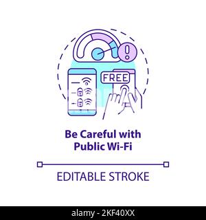 Be careful with public network concept icon Stock Vector
