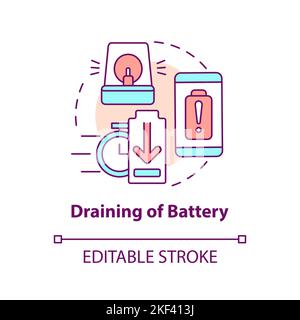 Draining of battery concept icon Stock Vector