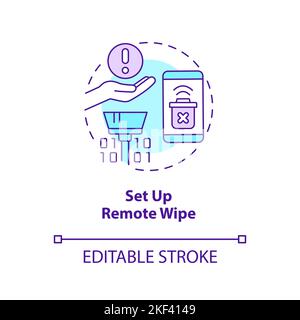 Set up remote wipe concept icon Stock Vector