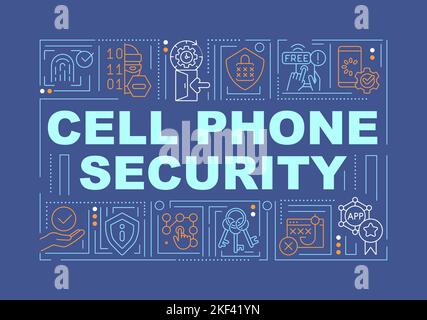 Cell phone security word concepts dark blue banner Stock Vector