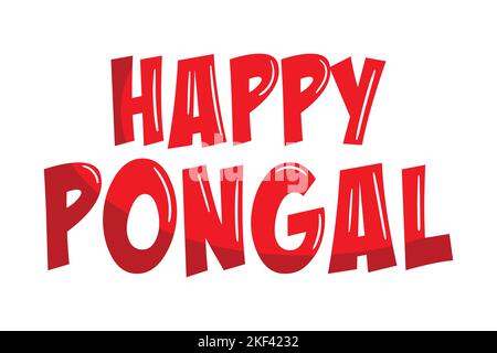 Happy Pongal cartoon style text design for Indian harvest festival celebration Stock Vector