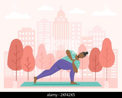 Man Practicing Yoga in Open Air City Park Stock Vector