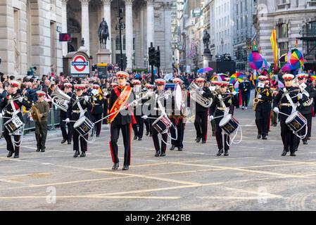 SURBITON RBL YOUTH MARCHING BAND at the Lord Mayor's Show parade in the City of London, UK Stock Photo