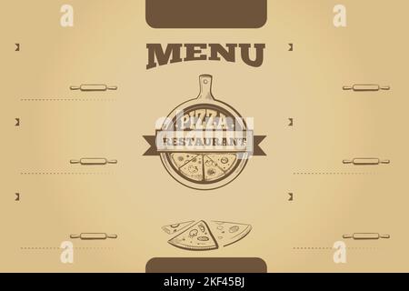 Pizza restaraunt menu template on aged paper Stock Vector