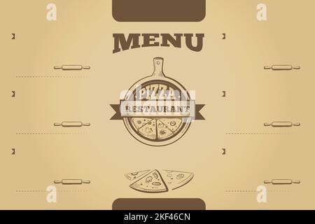 Pizza restaraunt menu template on aged paper Stock Vector