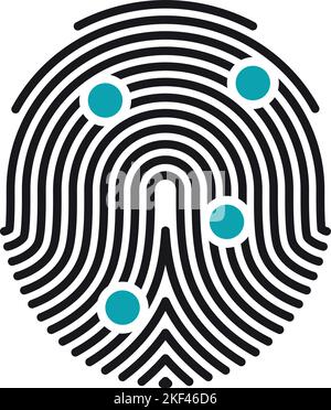 Biometric data authenfication. Fingerprint scaning process icon Stock Vector
