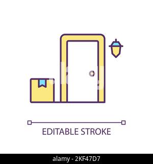 Doorstep parcel RGB color icon Stock Vector