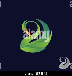 Green stork logo technology design. Vector illustration EPS.8 EPS.10 Stock Vector