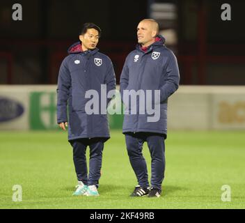 DAGENHAM ENGLAND - NOVEMBER 15 : Steve Potts of West Ham United U21s during Premier League International Cup match between West Ham United U21s agains Stock Photo