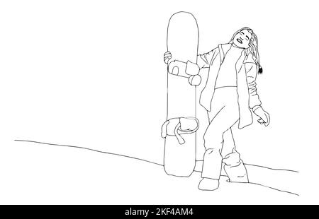 Snowboarding Freestyle Speed Line Drawing Sketch, Hand drawn Vector Outline  Artwork Stock Vector Image & Art - Alamy