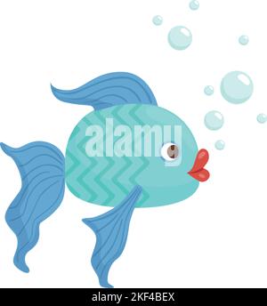 Cartoon fish swimming underwater. Blue ocean animal Stock Vector